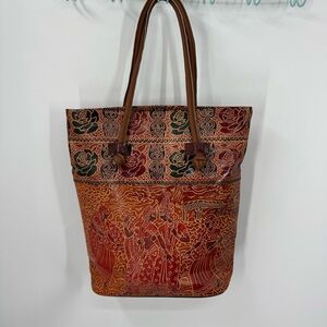 Shantiniketan embossed textured leather large tote  shoulder bag